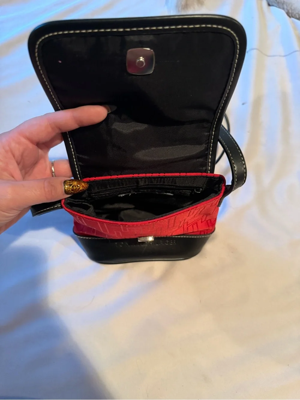 Tommy Hilfiger Red and Black Signature Mini Crossbody